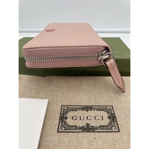 NEW GUCCI GG MARMONT PINK ZIP AROUND LEATHER WALLET BOX AUTHENTIC! - Picture 7 of 12